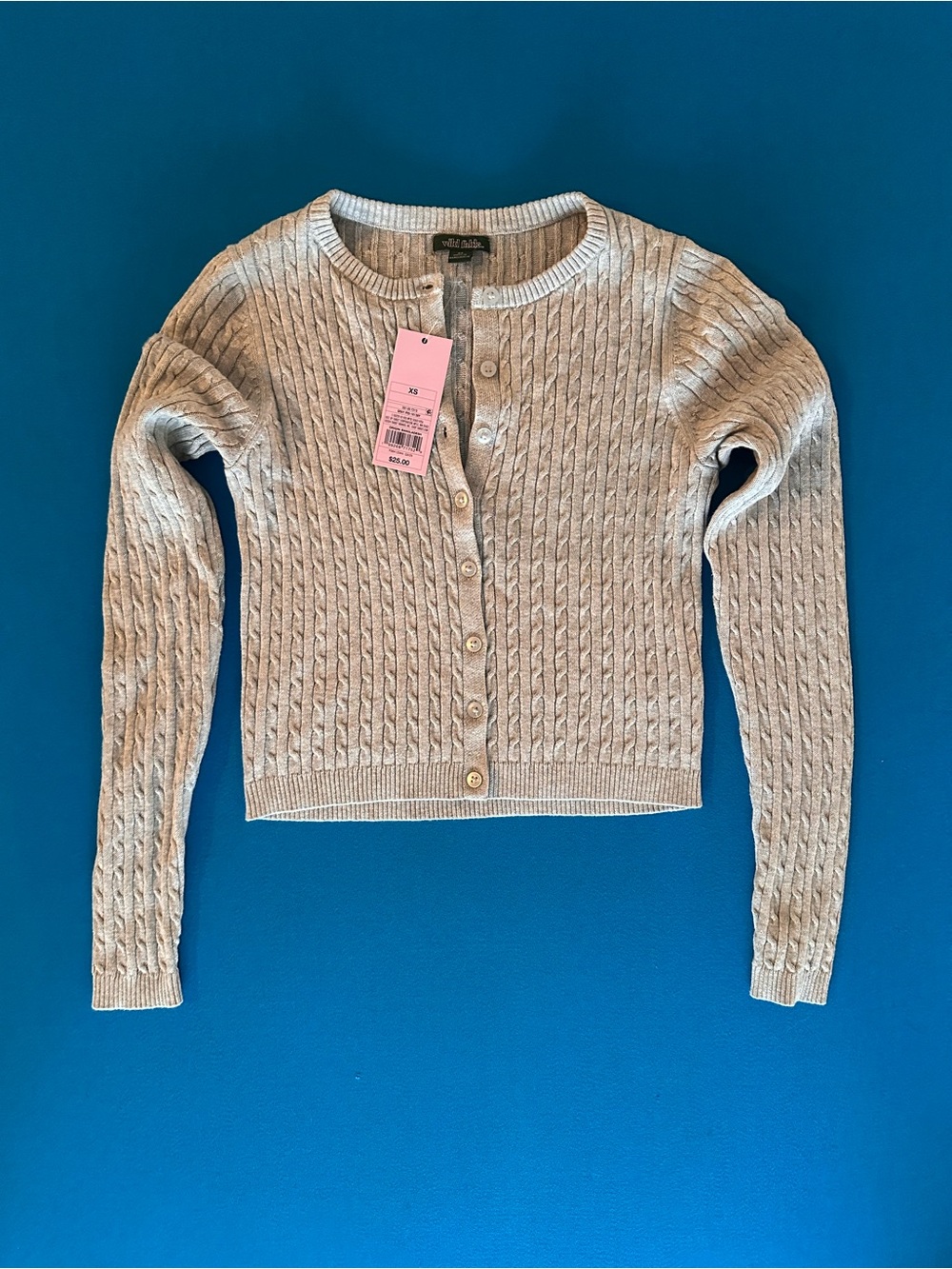 Wild Fable Grey Cable-Knit Button-Front Cardigan